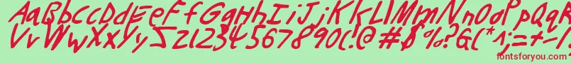 ButtonsTheBearLightItalic Font – Red Fonts on Green Background