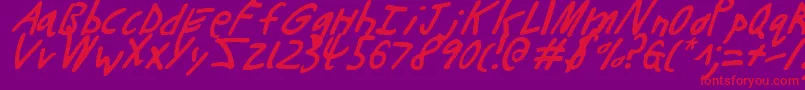 ButtonsTheBearLightItalic Font – Red Fonts on Purple Background