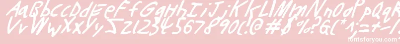 ButtonsTheBearLightItalic-Schriftart – Weiße Schriften auf rosa Hintergrund