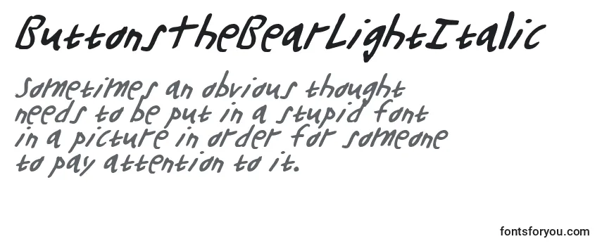 Review of the ButtonsTheBearLightItalic Font