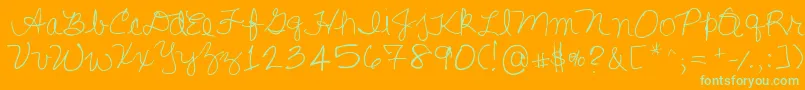 Lisasfirstclass Font – Green Fonts on Orange Background