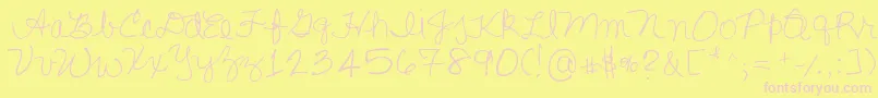 Lisasfirstclass-Schriftart – Rosa Schriften auf gelbem Hintergrund