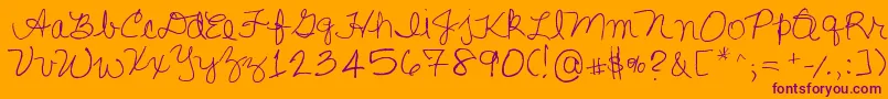 Lisasfirstclass-Schriftart – Violette Schriften auf orangefarbenem Hintergrund