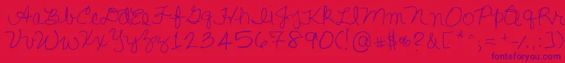 Lisasfirstclass Font – Purple Fonts on Red Background