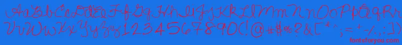 フォントLisasfirstclass – 赤い文字の青い背景