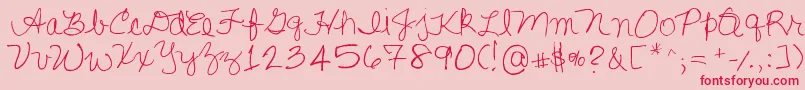 Lisasfirstclass Font – Red Fonts on Pink Background