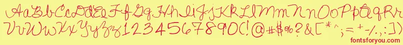 フォントLisasfirstclass – 赤い文字の黄色い背景