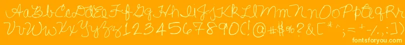 Шрифт Lisasfirstclass – жёлтые шрифты на оранжевом фоне