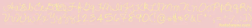 Lisasfirstclass Font – Yellow Fonts on Pink Background