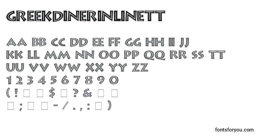 A fonte GreekDinerInlineTt – alfabeto, números, caracteres especiais