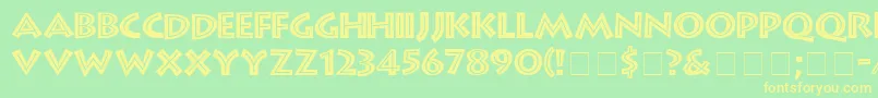 フォントGreekDinerInlineTt – 黄色の文字が緑の背景にあります