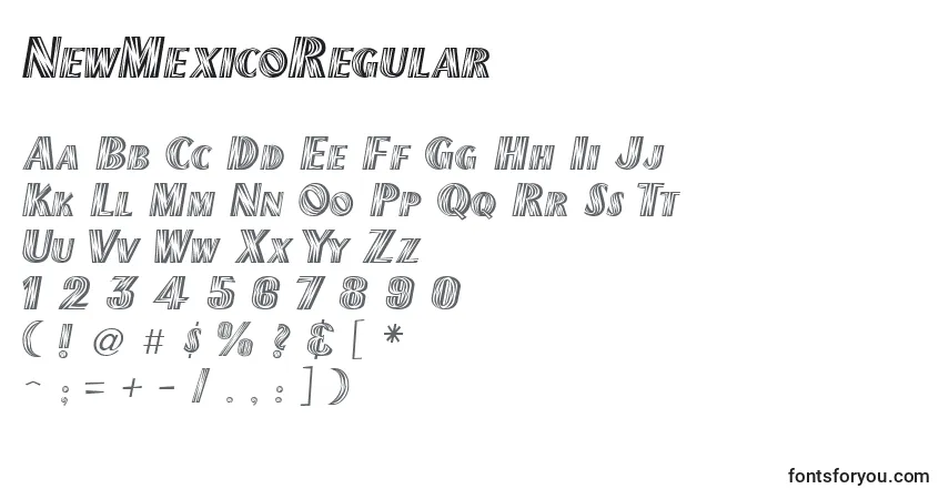 A fonte NewMexicoRegular – alfabeto, números, caracteres especiais