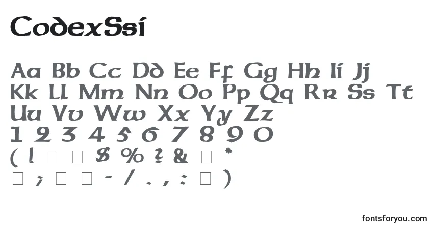 Schriftart CodexSsi – Alphabet, Zahlen, spezielle Symbole
