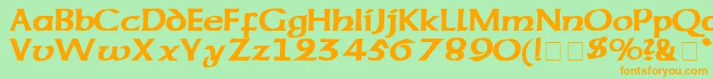 フォントCodexSsi – オレンジの文字が緑の背景にあります。