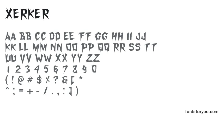 Шрифт Xerker – алфавит, цифры, специальные символы