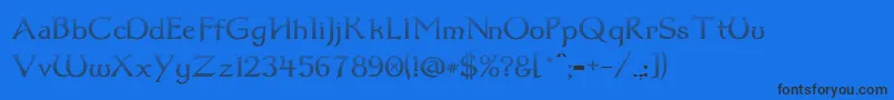 フォントDumbledor1CutDown – 黒い文字の青い背景
