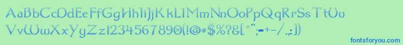 Шрифт Dumbledor1CutDown – синие шрифты на зелёном фоне