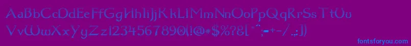 Dumbledor1CutDown-Schriftart – Blaue Schriften auf violettem Hintergrund