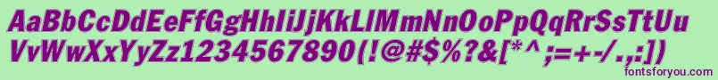 FagotcondconturcItalic Font – Purple Fonts on Green Background