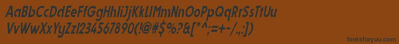 フォントDynastycondensedItalic – 黒い文字が茶色の背景にあります