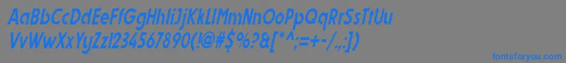 フォントDynastycondensedItalic – 灰色の背景に青い文字