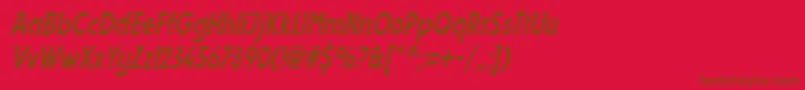 フォントDynastycondensedItalic – 赤い背景に茶色の文字