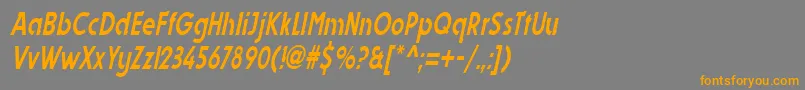 DynastycondensedItalic-Schriftart – Orangefarbene Schriften auf grauem Hintergrund