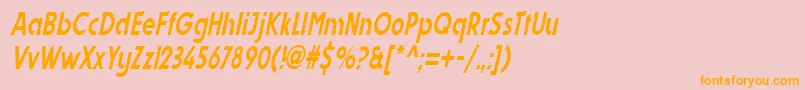 フォントDynastycondensedItalic – オレンジの文字がピンクの背景にあります。