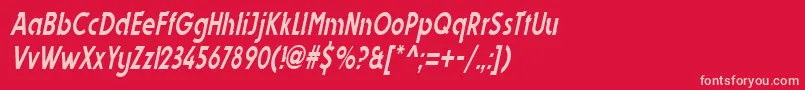 フォントDynastycondensedItalic – 赤い背景にピンクのフォント