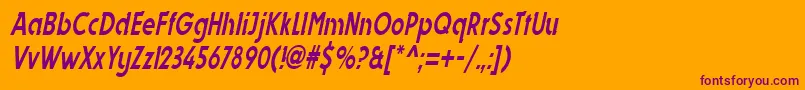 フォントDynastycondensedItalic – オレンジの背景に紫のフォント