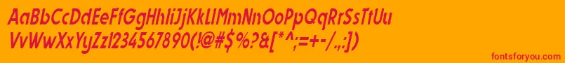 フォントDynastycondensedItalic – オレンジの背景に赤い文字