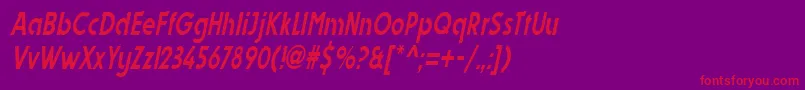 フォントDynastycondensedItalic – 紫の背景に赤い文字