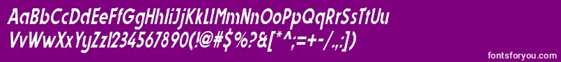 DynastycondensedItalic-Schriftart – Weiße Schriften auf violettem Hintergrund