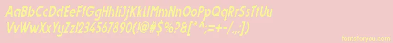 DynastycondensedItalic-Schriftart – Gelbe Schriften auf rosa Hintergrund