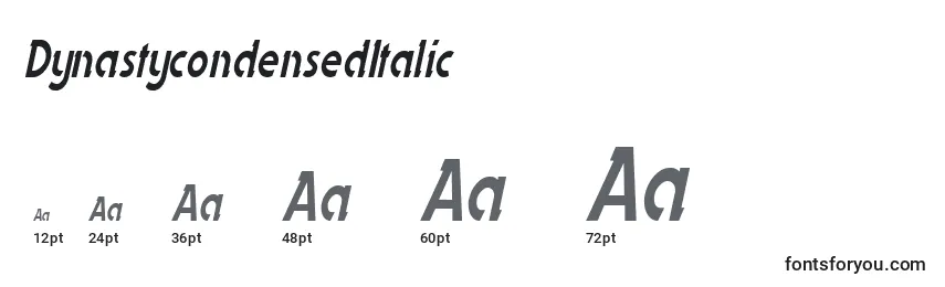 Размеры шрифта DynastycondensedItalic
