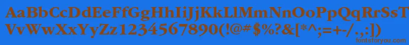 フォントItcgaramondstdBd – 茶色の文字が青い背景にあります。