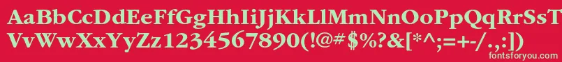 フォントItcgaramondstdBd – 赤い背景に緑の文字