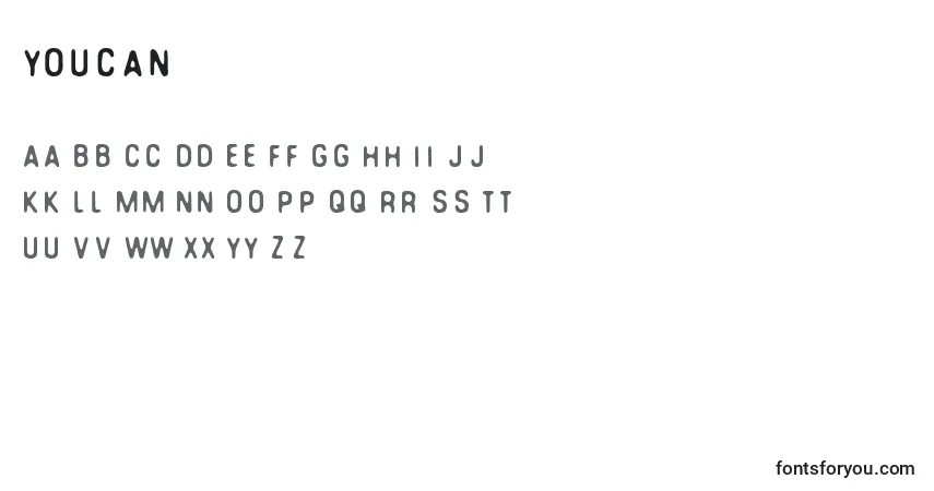 Czcionka Youcan – alfabet, cyfry, specjalne znaki