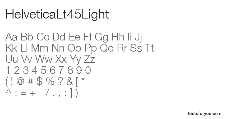 Шрифт HelveticaLt45Light – алфавит, цифры, специальные символы