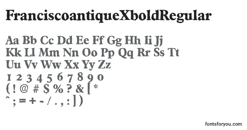 Czcionka FranciscoantiqueXboldRegular – alfabet, cyfry, specjalne znaki