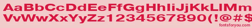 Pragmatica151b-Schriftart – Rote Schriften auf rosa Hintergrund