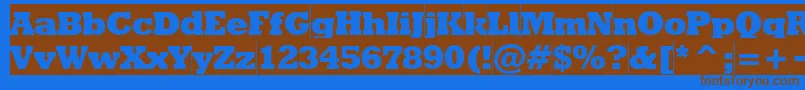 フォントRodeoextraboldcameo – 茶色の文字が青い背景にあります。