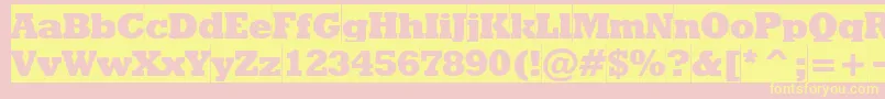 Rodeoextraboldcameo-Schriftart – Gelbe Schriften auf rosa Hintergrund