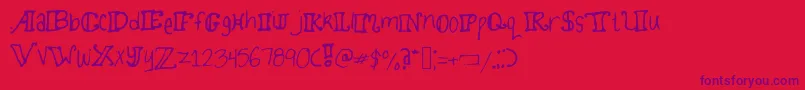 Twirlydoodles-Schriftart – Violette Schriften auf rotem Hintergrund