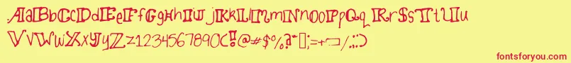 Twirlydoodles Font – Red Fonts on Yellow Background