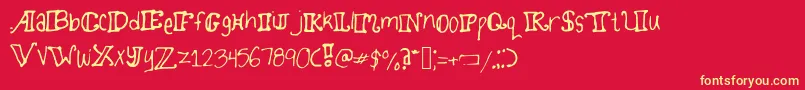 Шрифт Twirlydoodles – жёлтые шрифты на красном фоне