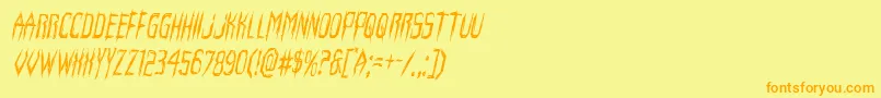 フォントHorroroidcondital – オレンジの文字が黄色の背景にあります。