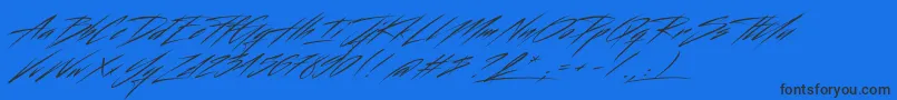 Beastform-Schriftart – Schwarze Schriften auf blauem Hintergrund