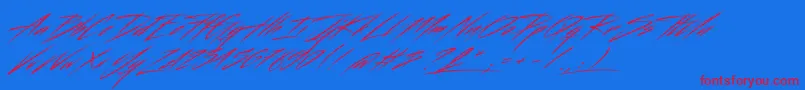 Beastform-Schriftart – Rote Schriften auf blauem Hintergrund