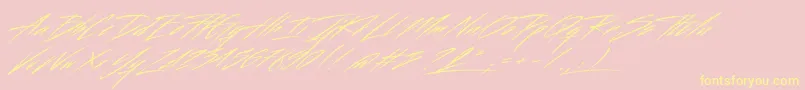 Fonte Beastform – fontes amarelas em um fundo rosa